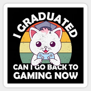 I Graduated Can I Go Back To Gaming Now Kawaii Gamer Cat Sticker